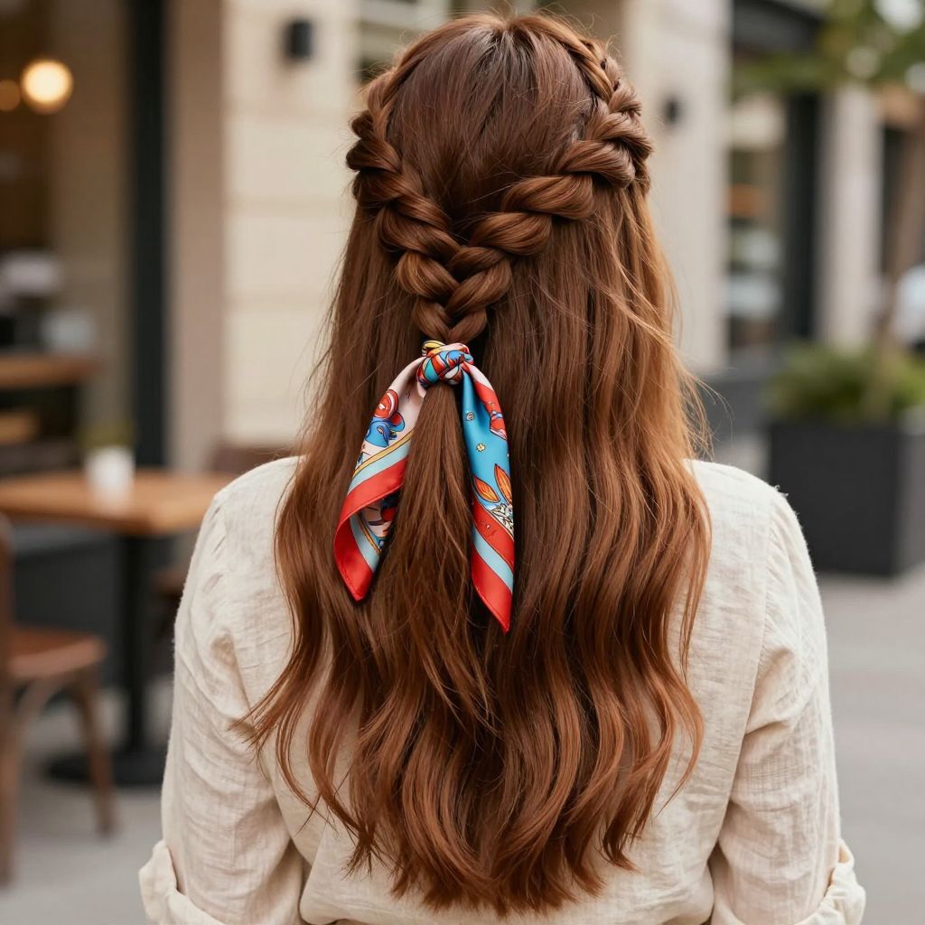 Two Braids with Scarf Wrap