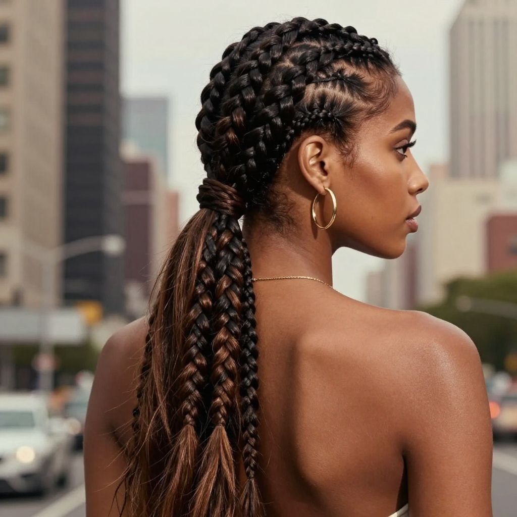 Braided Feed In Ponytail