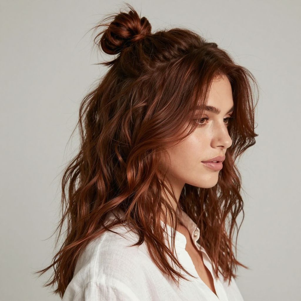 Messy Bun with Face-Framing Strands