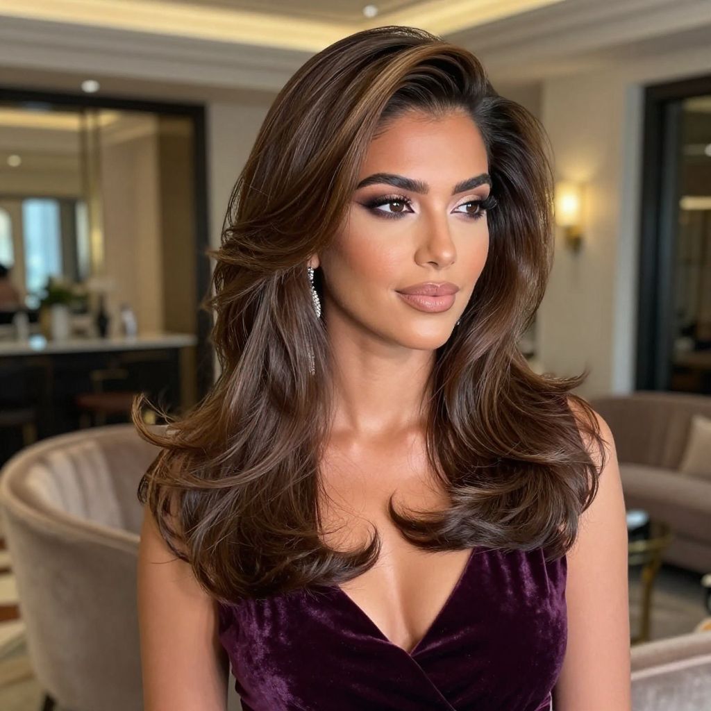 Side Swept Glam Layers 70s hairstyle