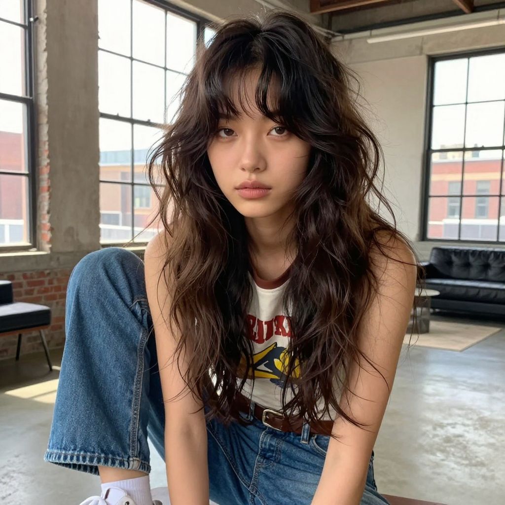 Long Shag With Fringe 70s hairstyle
