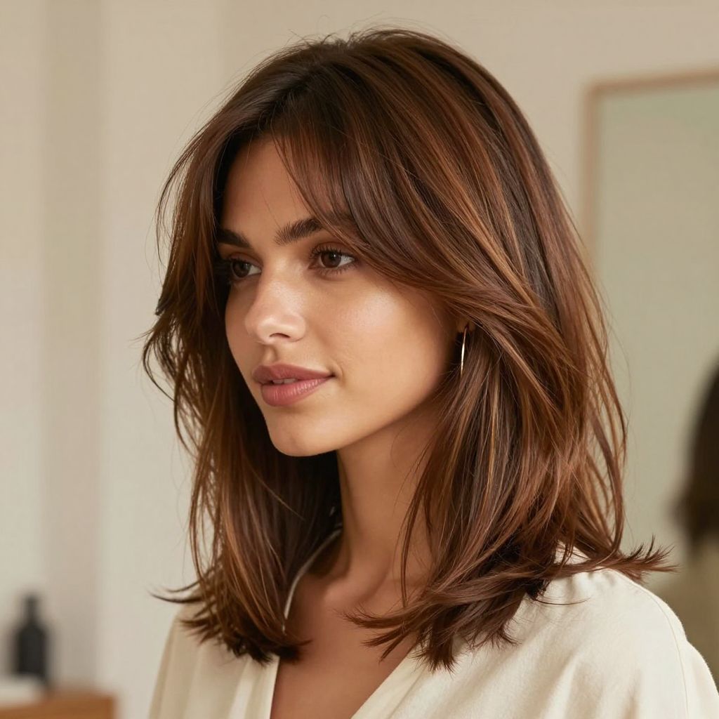 Soft Curtain Bangs with Textured Lob