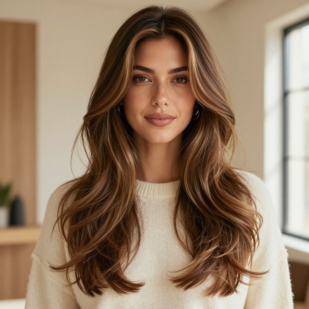 Long Layers with Face-Framing Highlights