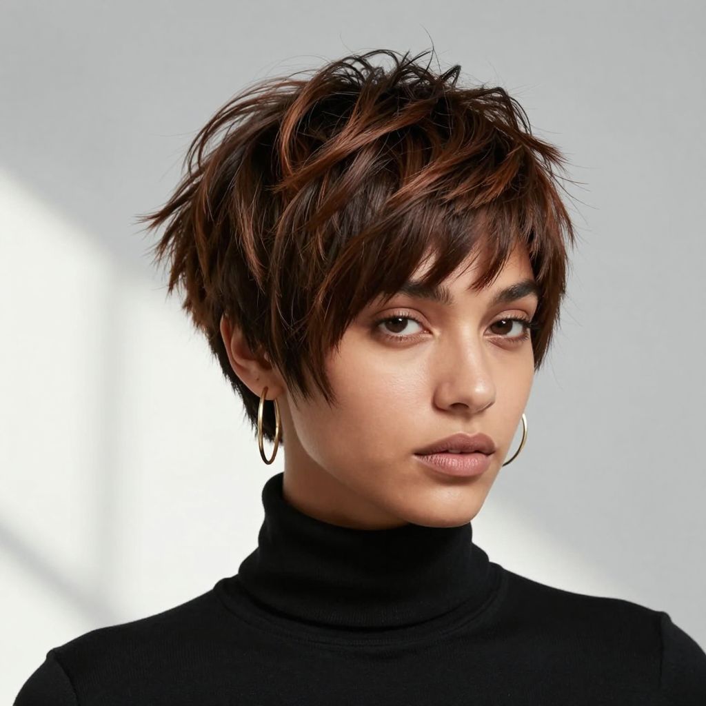 Tousled Pixie with Side Swept Fringe