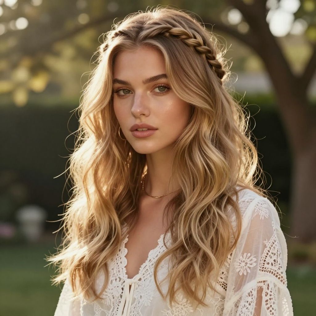 Braided Crown with Loose Waves