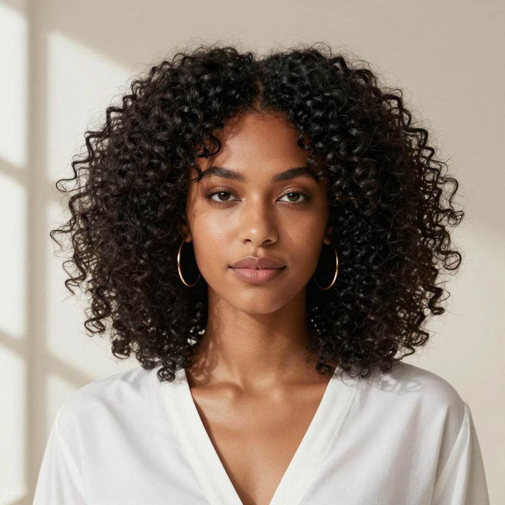 Afro with Center Part
