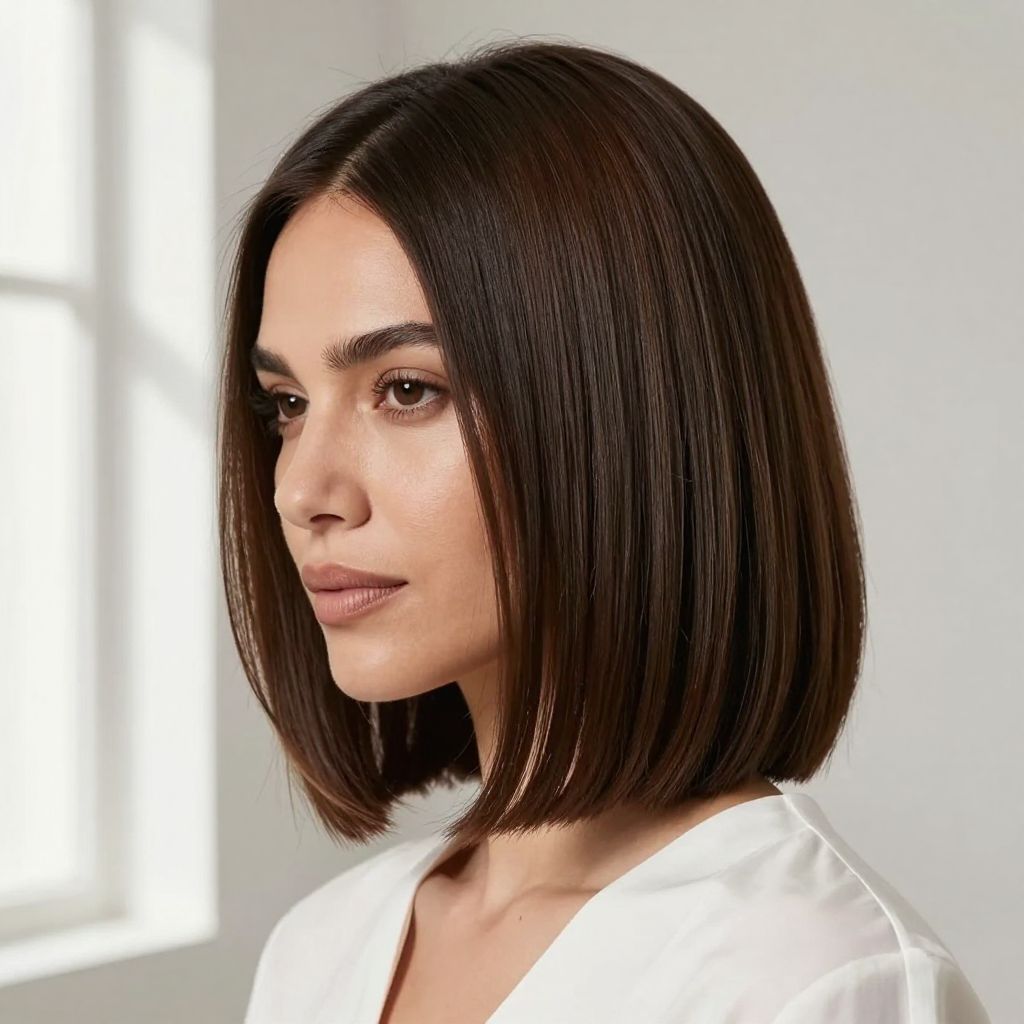 Sleek Middle-Parted Long Lob