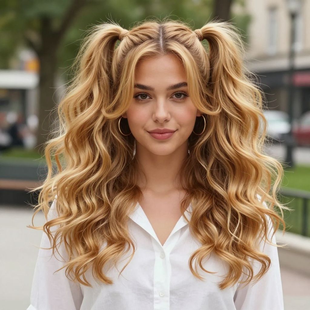 Fluffy Twin Tails with Center Part