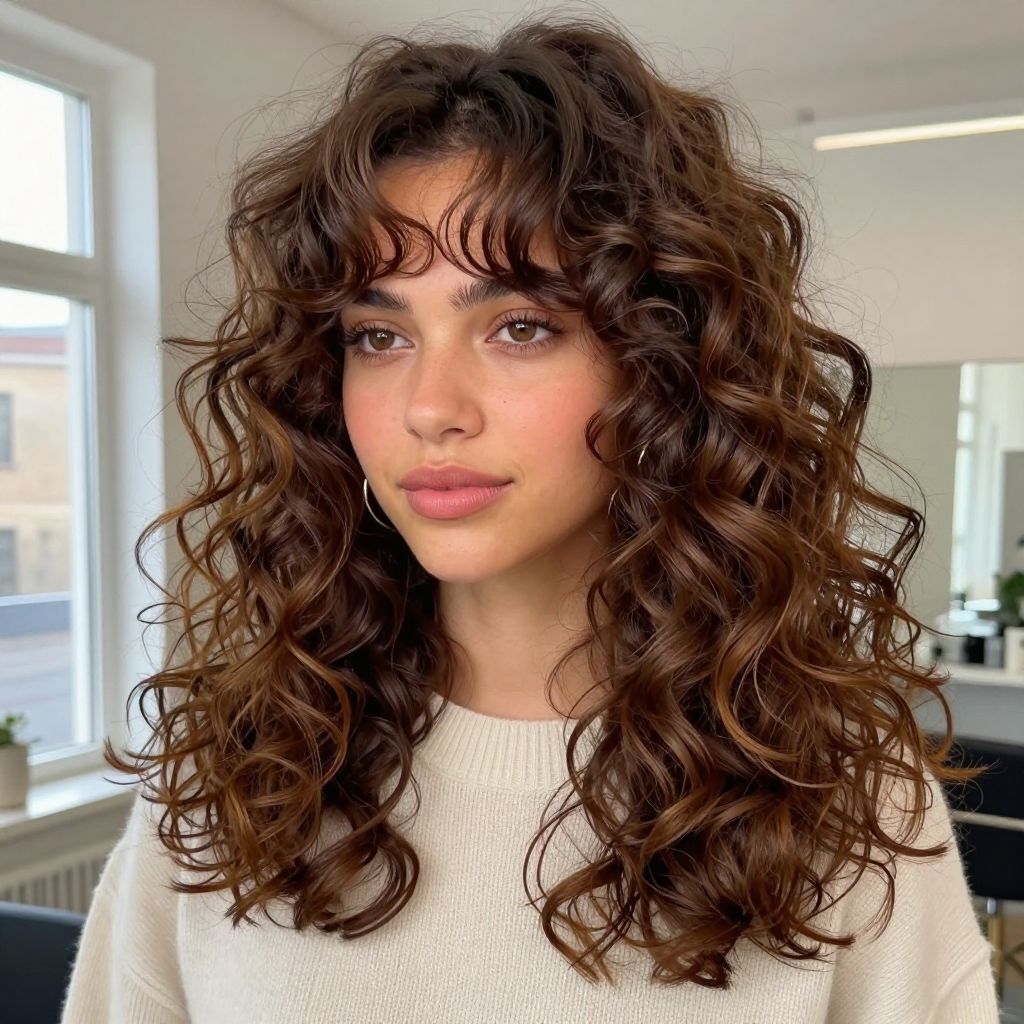 Playful Curly Pigtails with Curtain Bangs