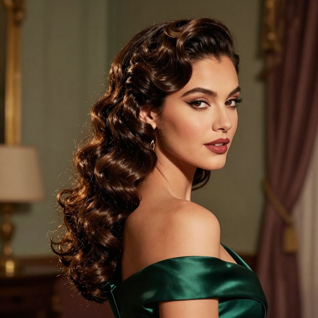Vintage-Inspired Curls with Side Part