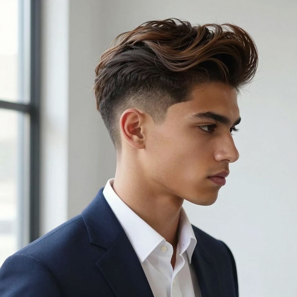 Asymmetric Pompadour with Fade