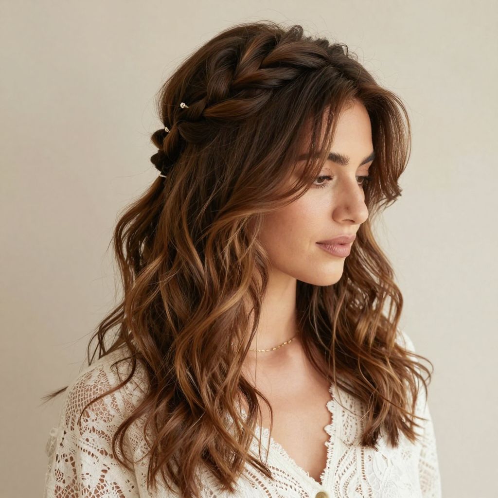 Twisted Crown with Loose Hair