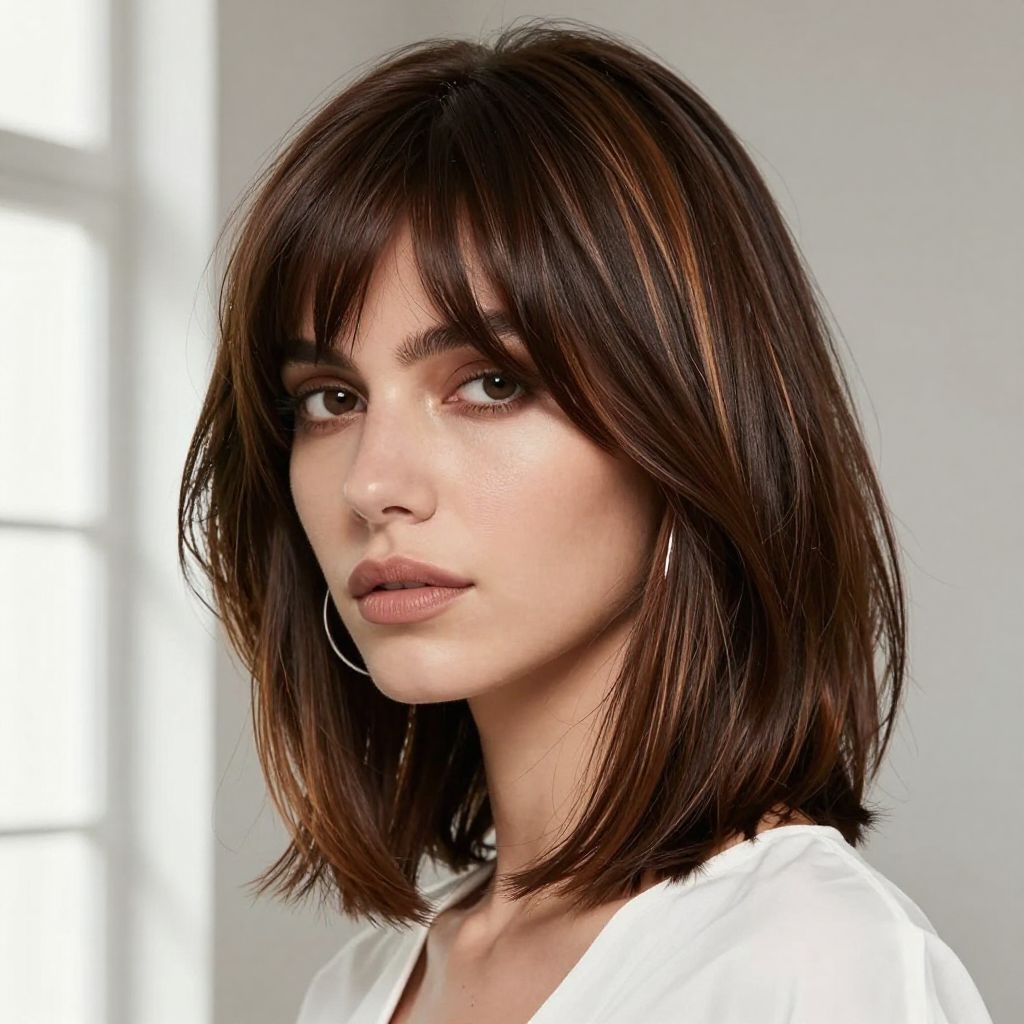 Asymmetric Bob with Staggered Bangs