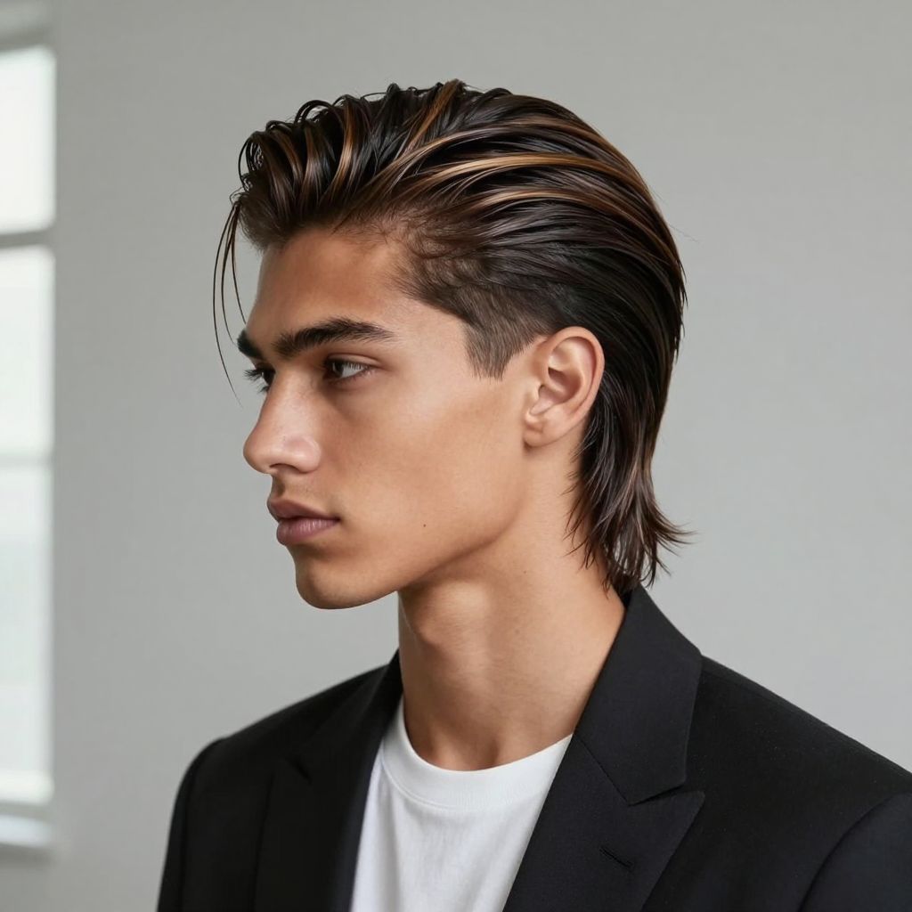 Slicked Back Undercut with Highlight Accents