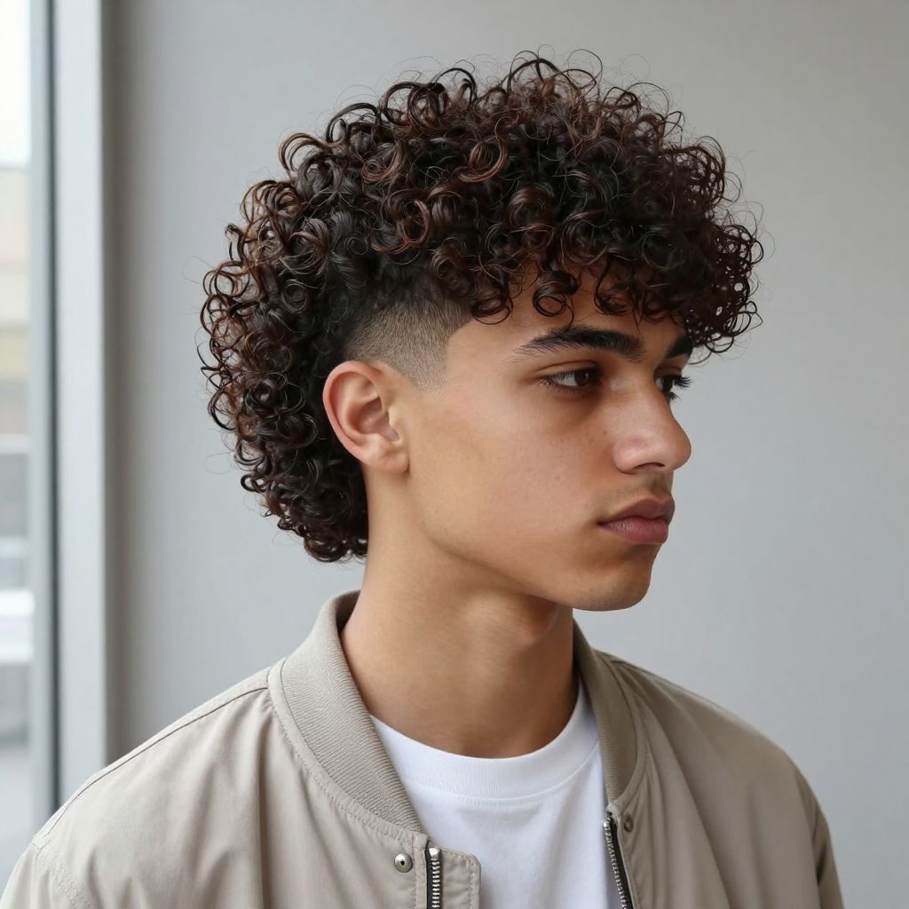 Curly Top with Taper Fade