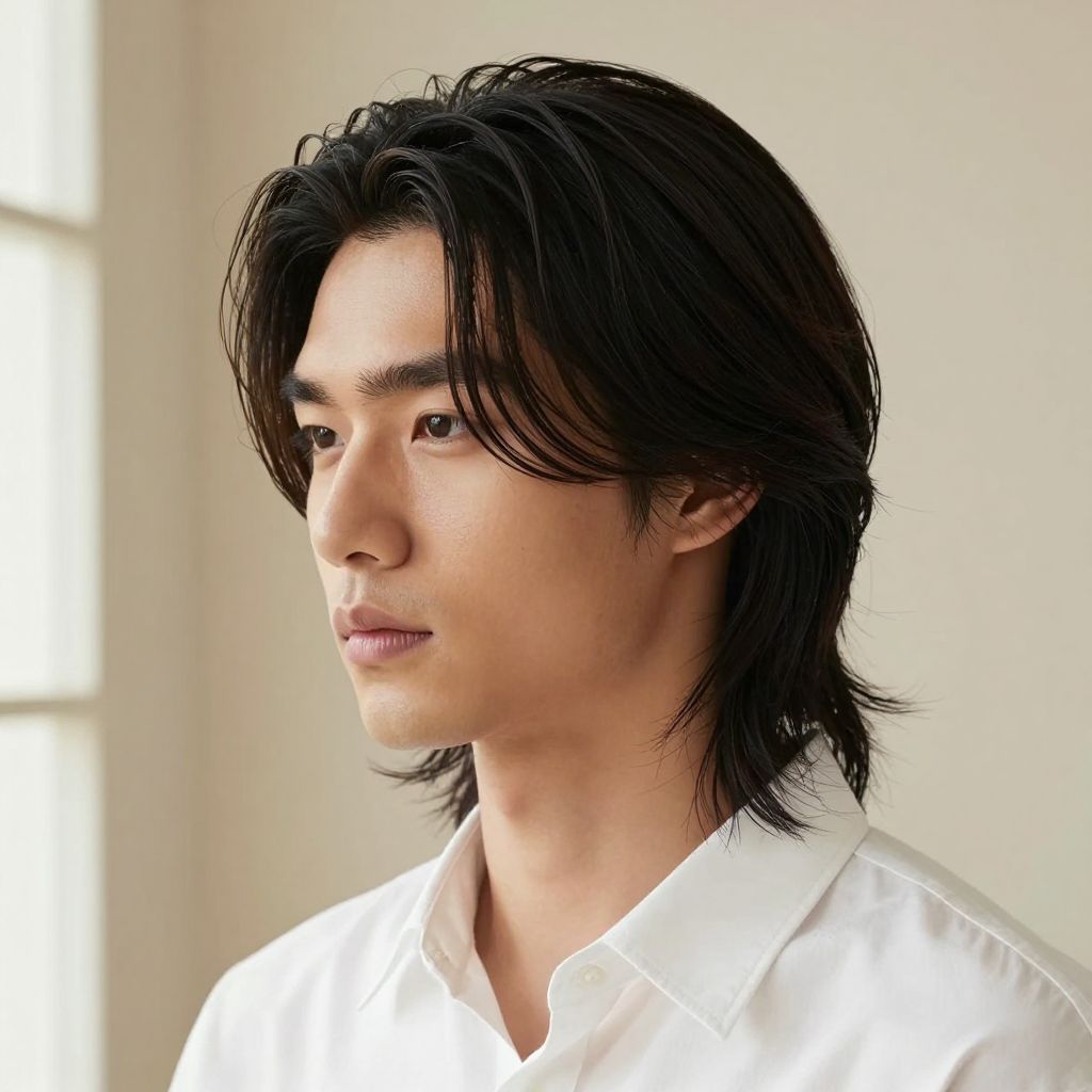Natural Slick Back with Subtle Waves