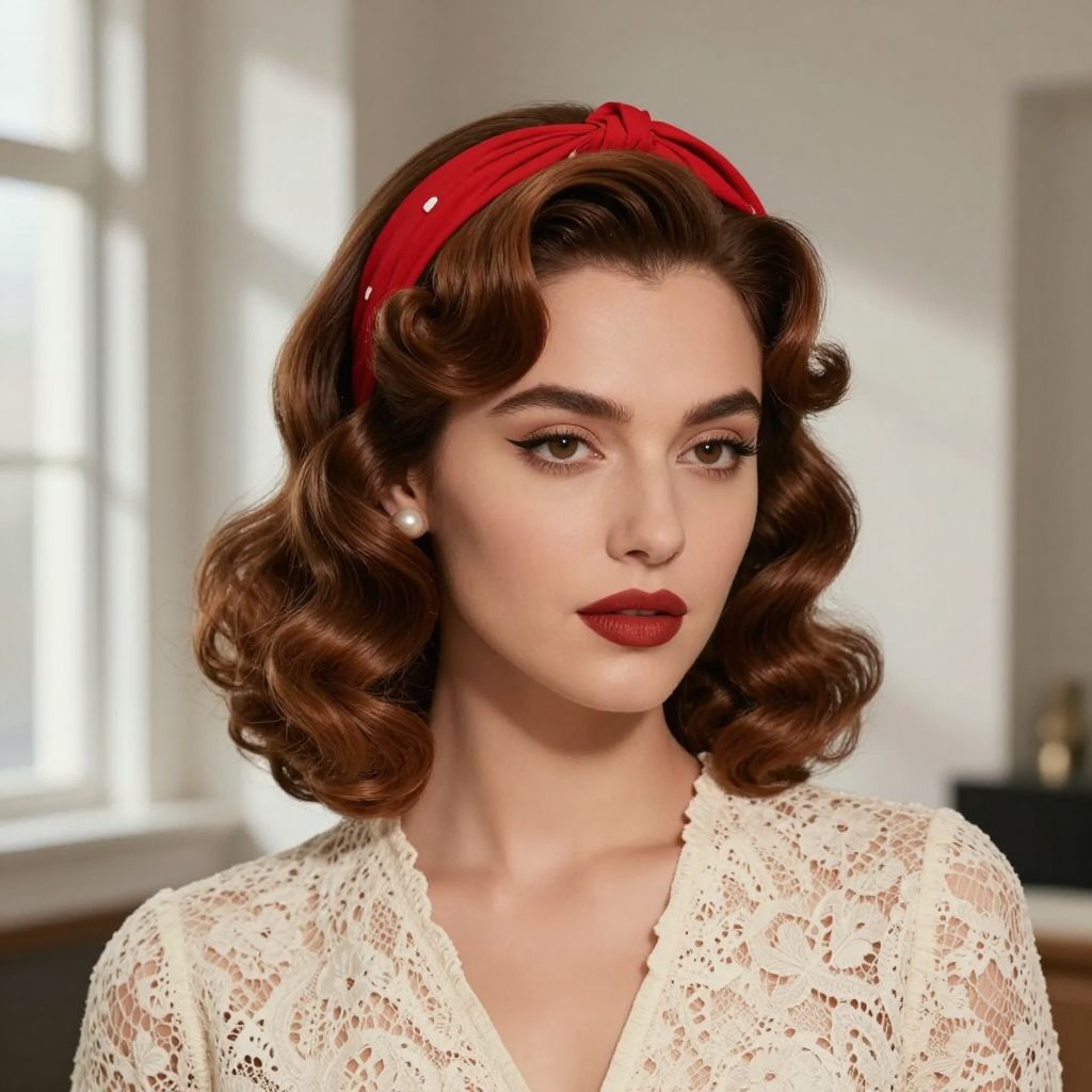 Bandana-Pinned Vintage Curls