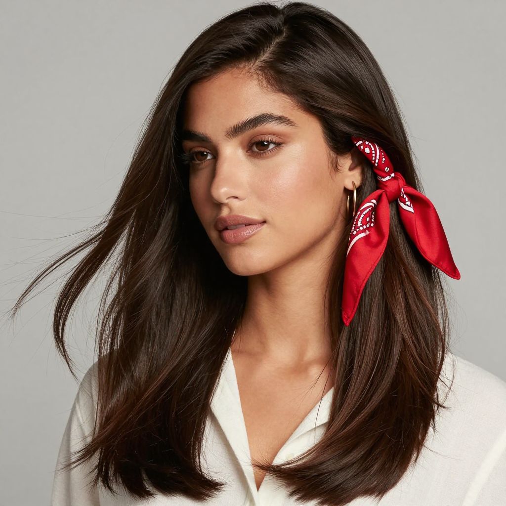 Side-Swept Bandana for Long Hair