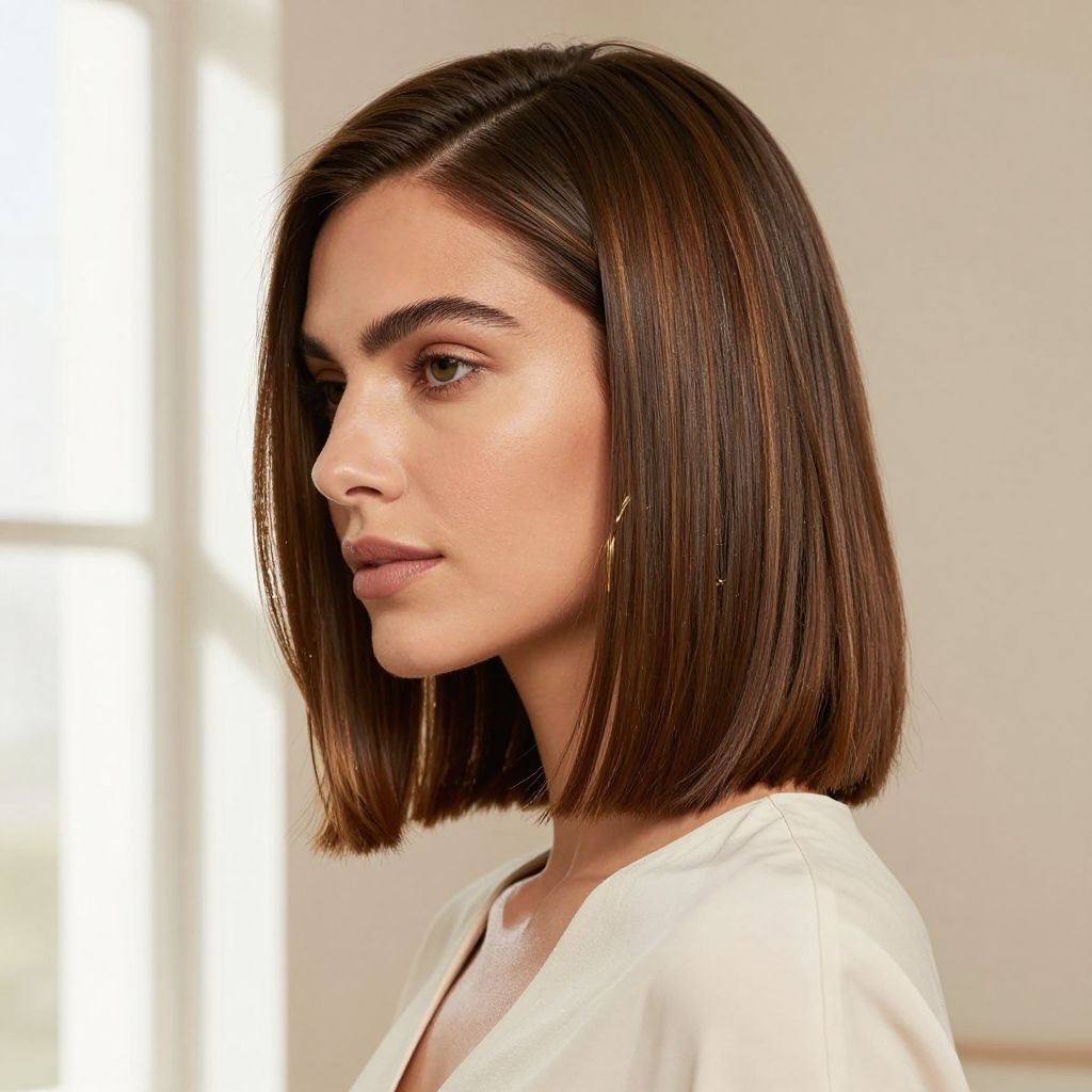 The Soft Side Parted Straight Hair