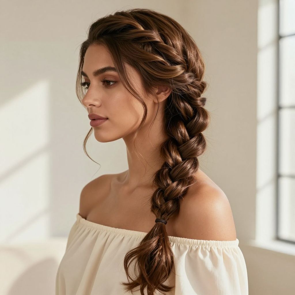 Fishtail Braid Over Shoulder