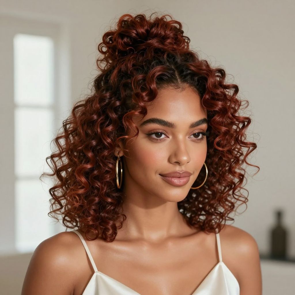 Curly Top Knot with Defined Edges