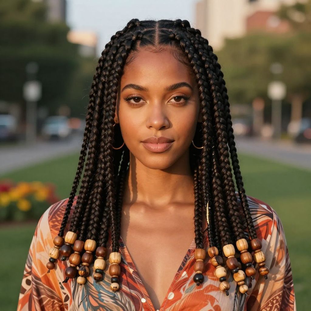 Fulani Braids with Beaded Ends