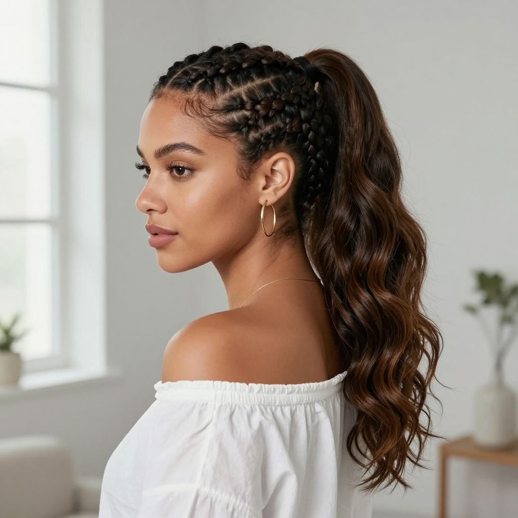 Half Up Cornrow Ponytail