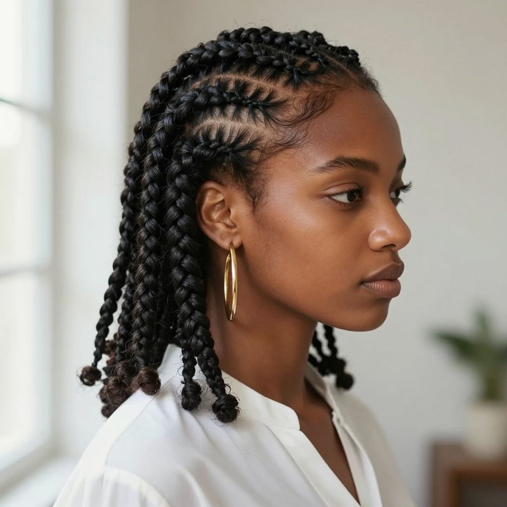 Zigzag Parted Jumbo Cornrows