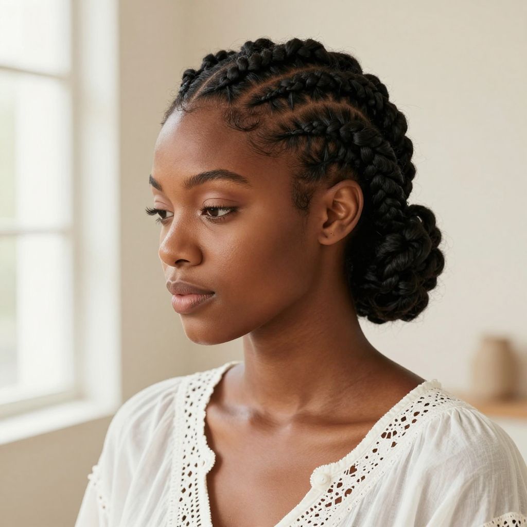 Side Swept Cornrow Crown