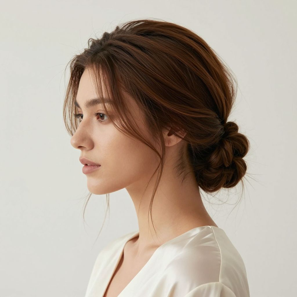 Braided Bun with Face-Framing Tendrils