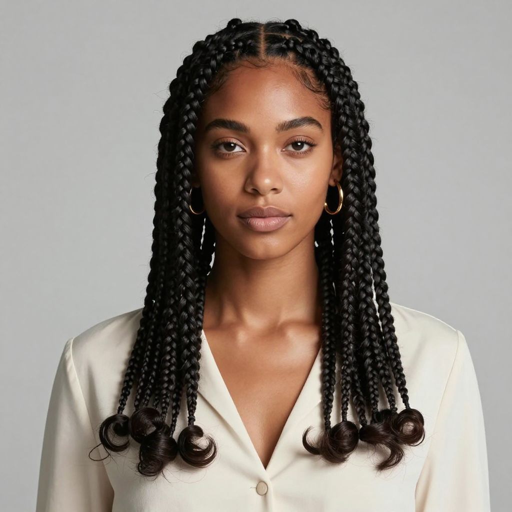 Box Braids With Curved Ends