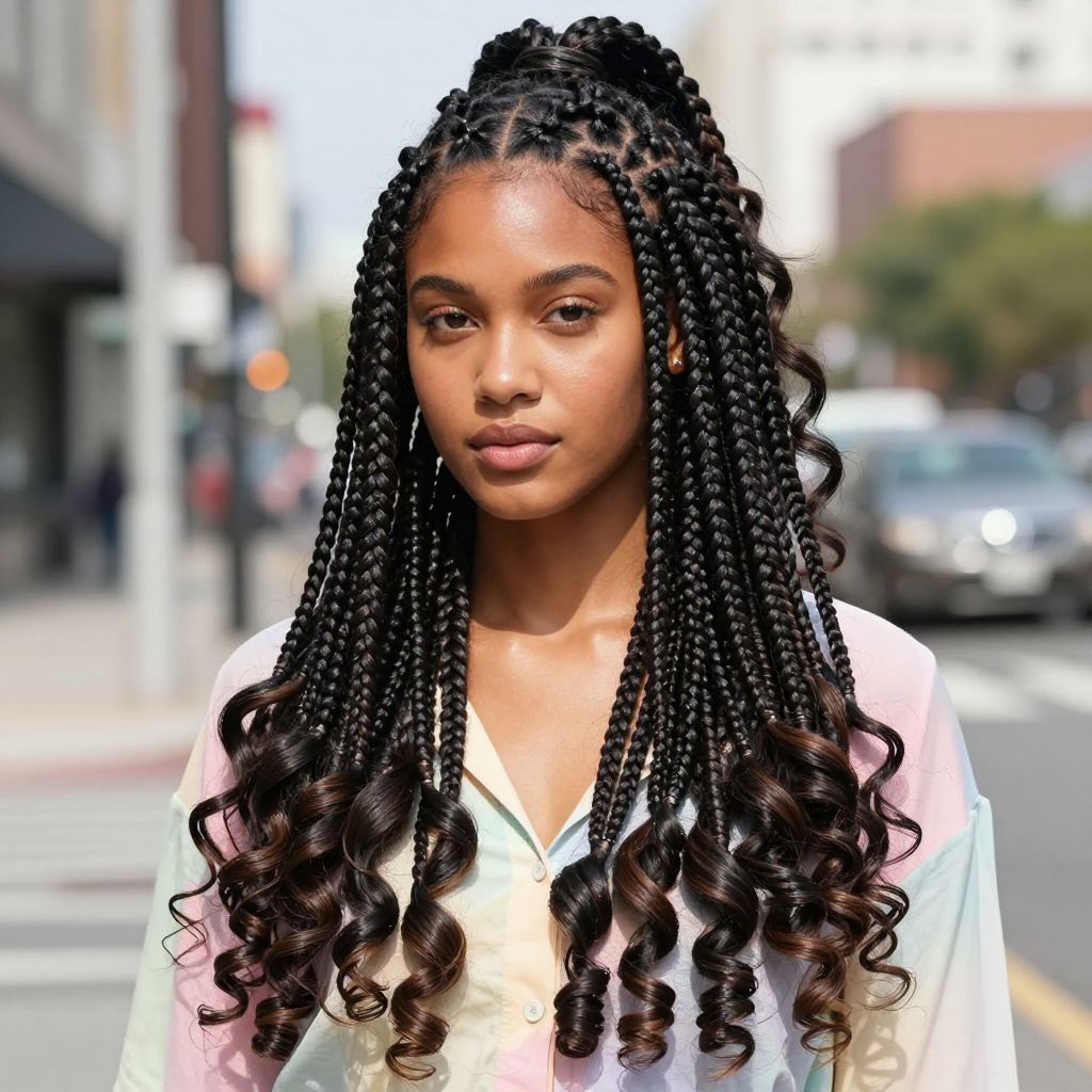 Half Up Box Braids