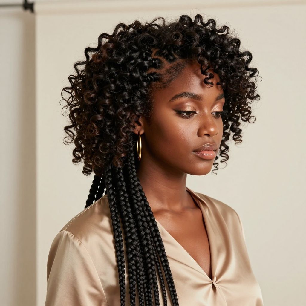 Micro Braids Crowned with a Curly Halo