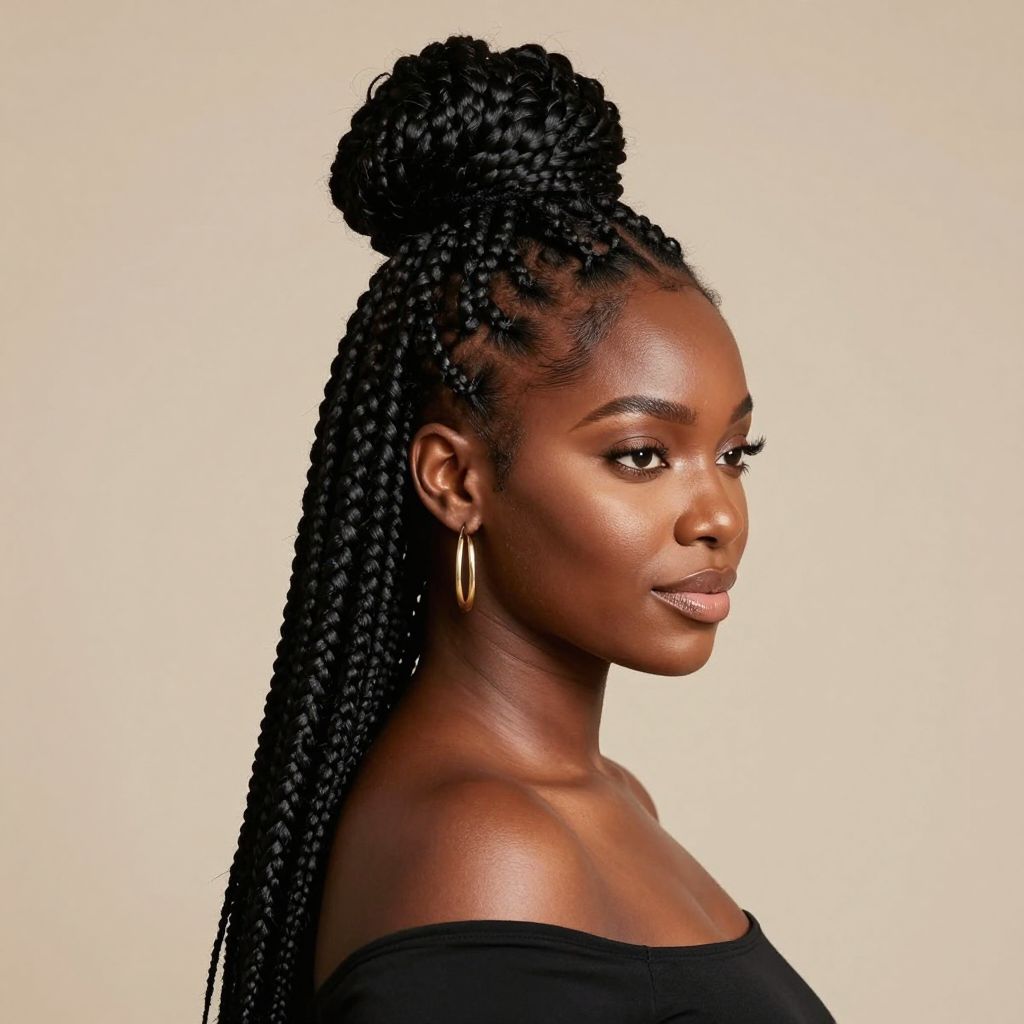 Goddess Braids Twisted into a Statement Bun