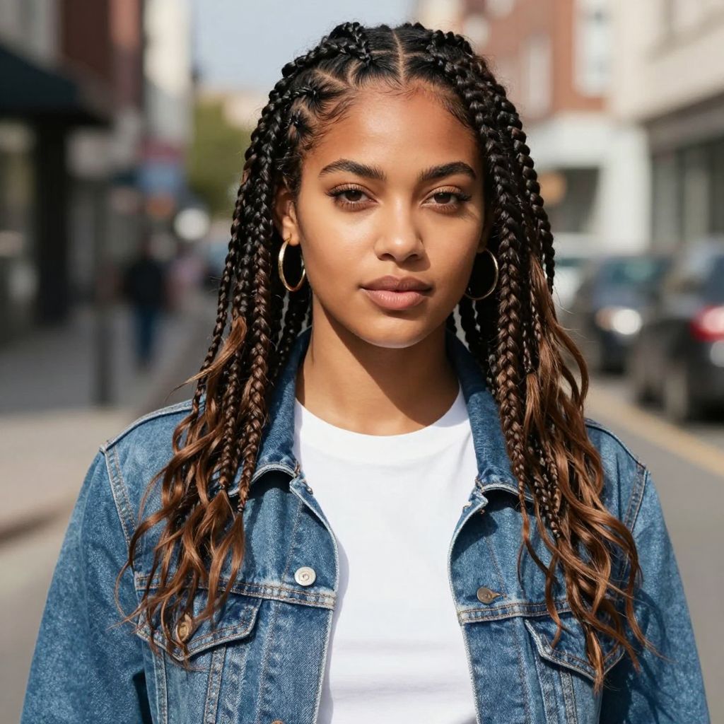 Side Cornrows With Free Ends