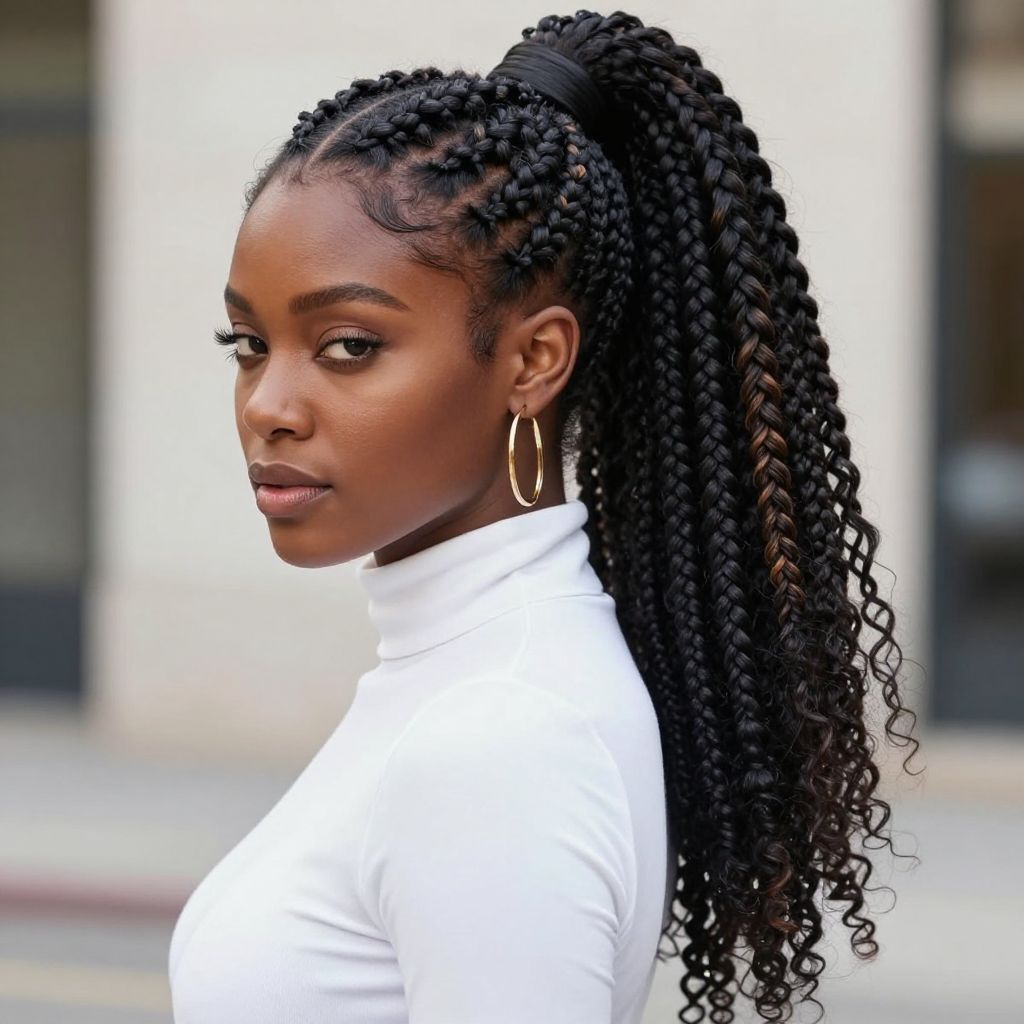 Double Dutch Braid Into Ponytail