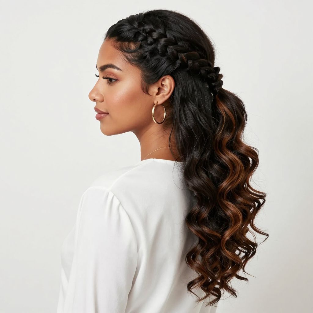 Braided Ponytail with Curly Ends
