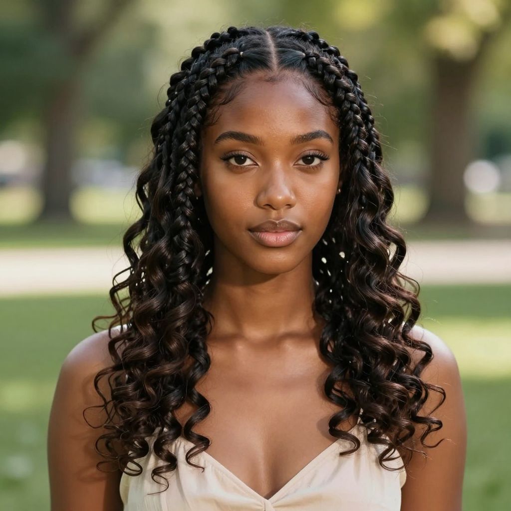 Goddess Braids With Curly Ends