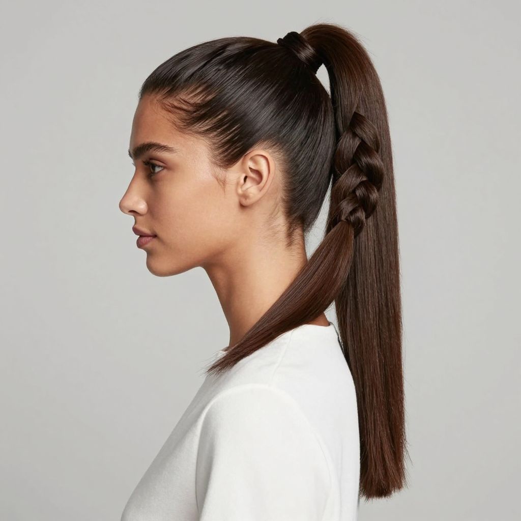 Tight Three-Strand Braided Ponytail