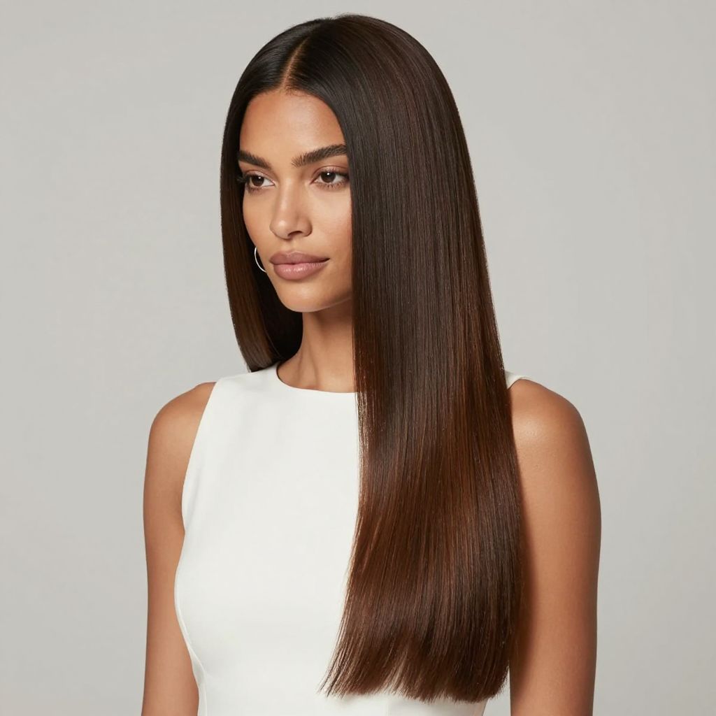 Sleek Middle-Parted Straight Hair