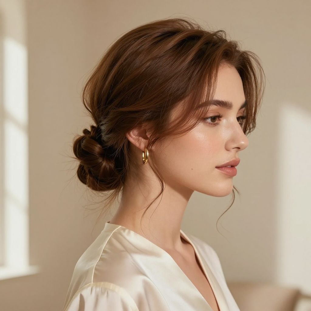 Low Twisted Bun with Loose Strands