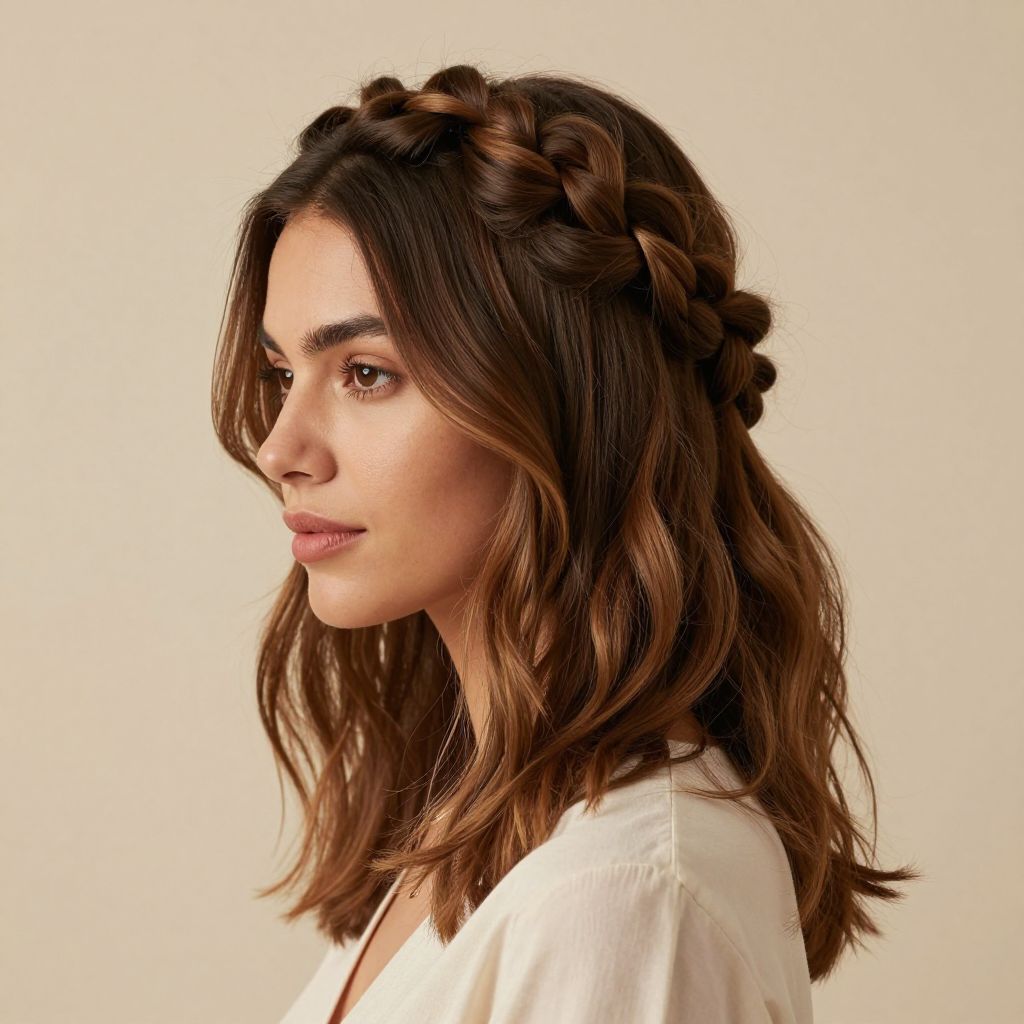 Half Up Bubble Braid Crown
