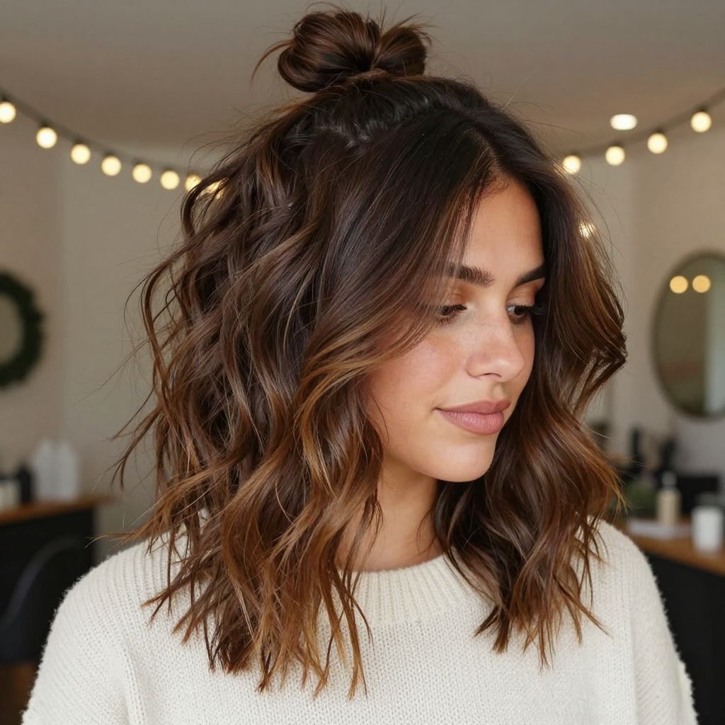 Messy Half-Up Top Knot