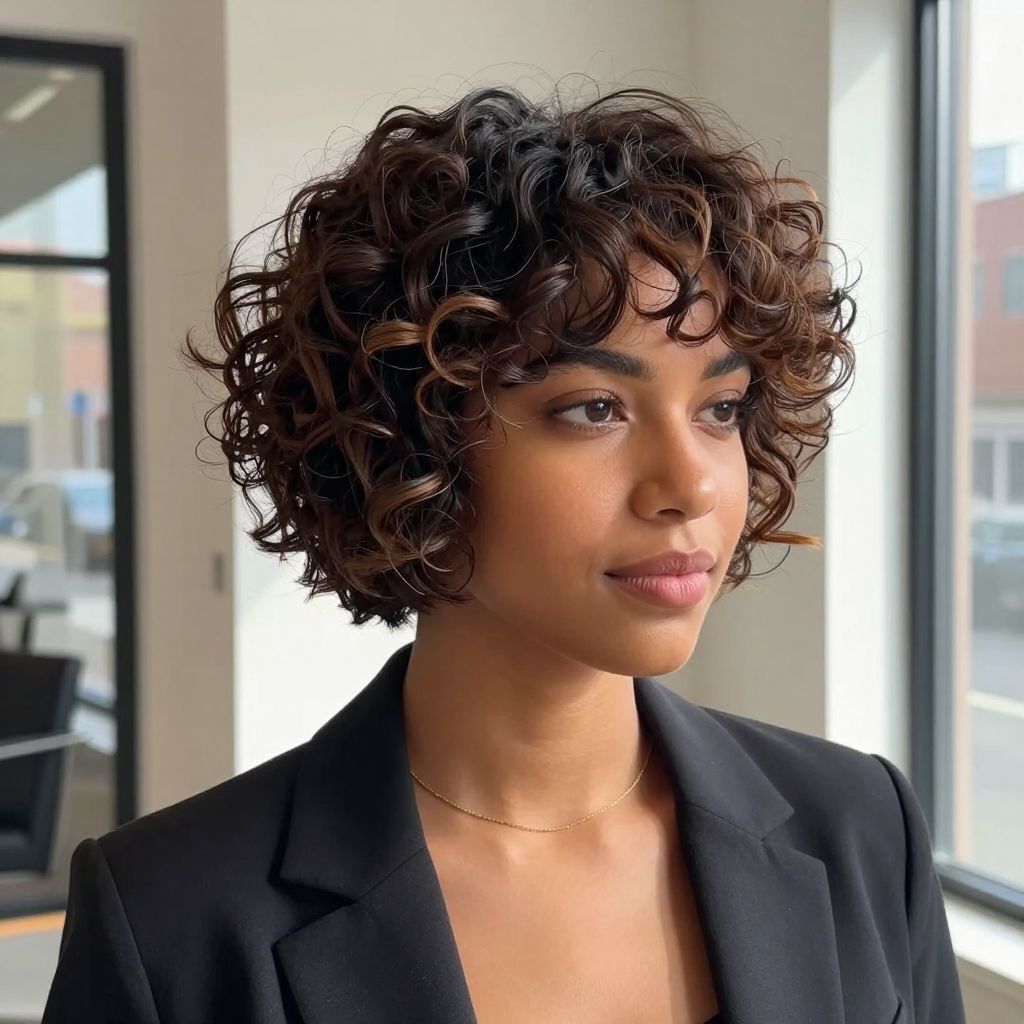 Soft Curly Pixie With Side Sweep