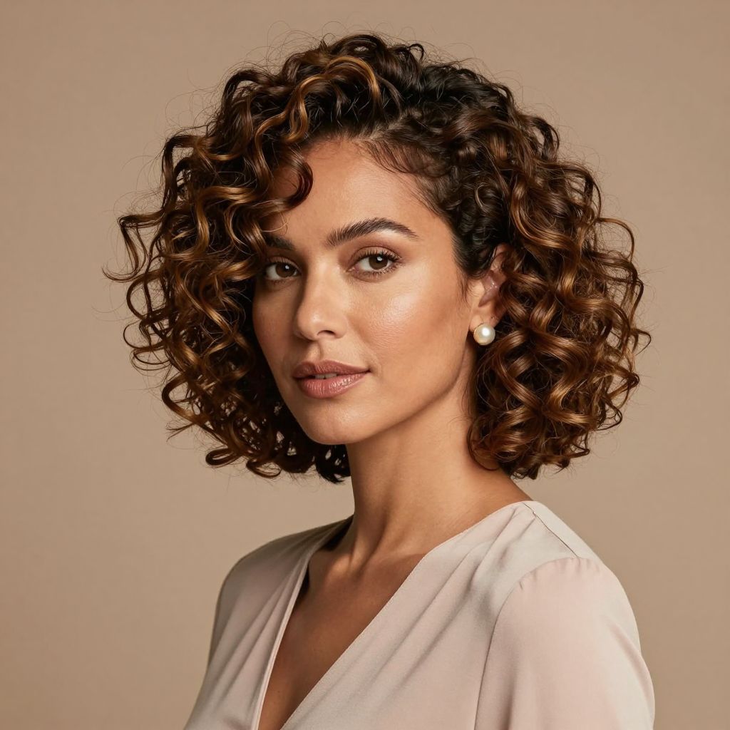 Short Curly Cut With Deep Side Volume