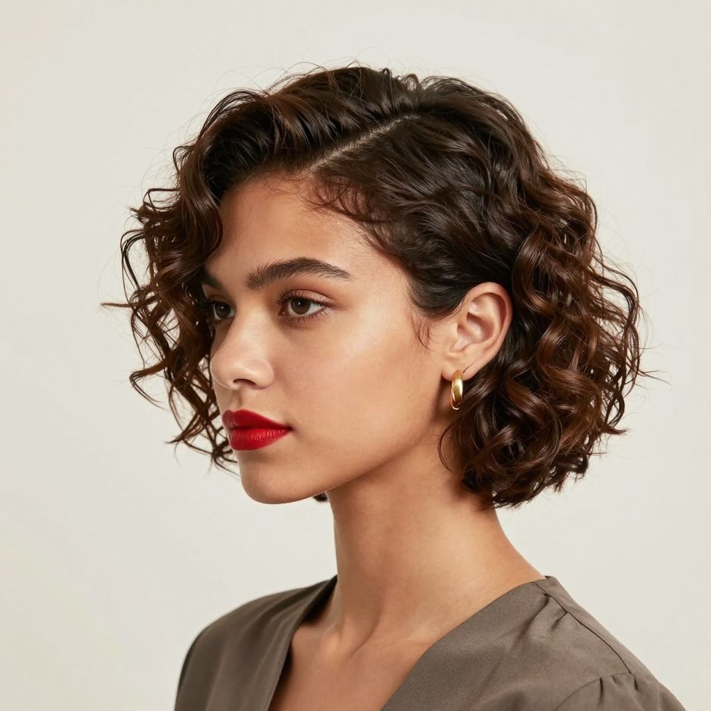 Side Part Curly Crop
