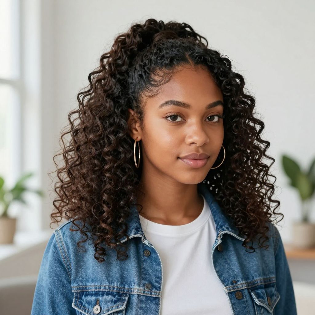 Curly Crochet Ponytail Look