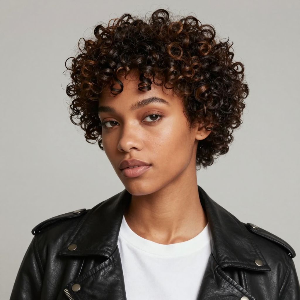 Curly Pixie Cut with Tapered Sides