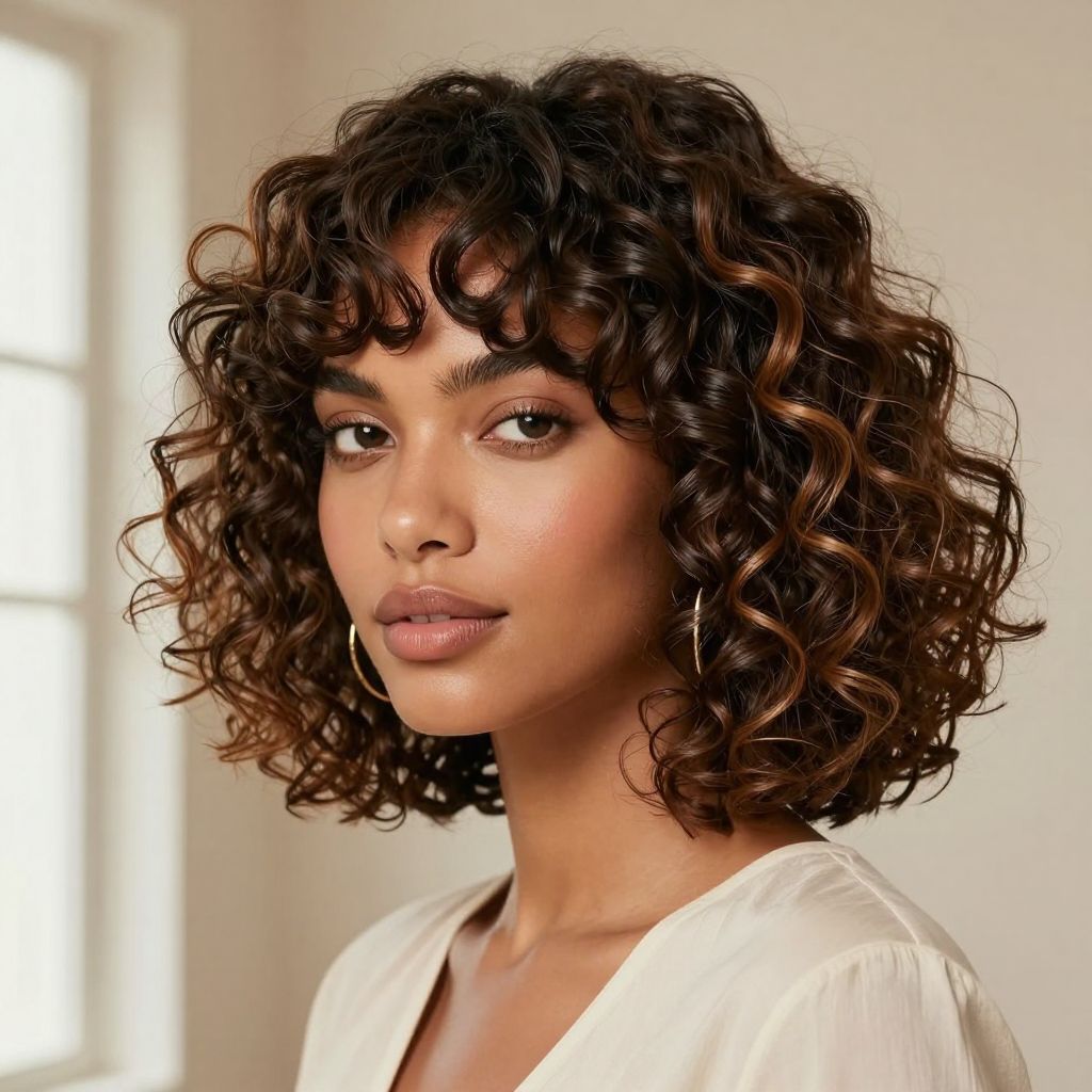 Curly Bangs with a Bob
