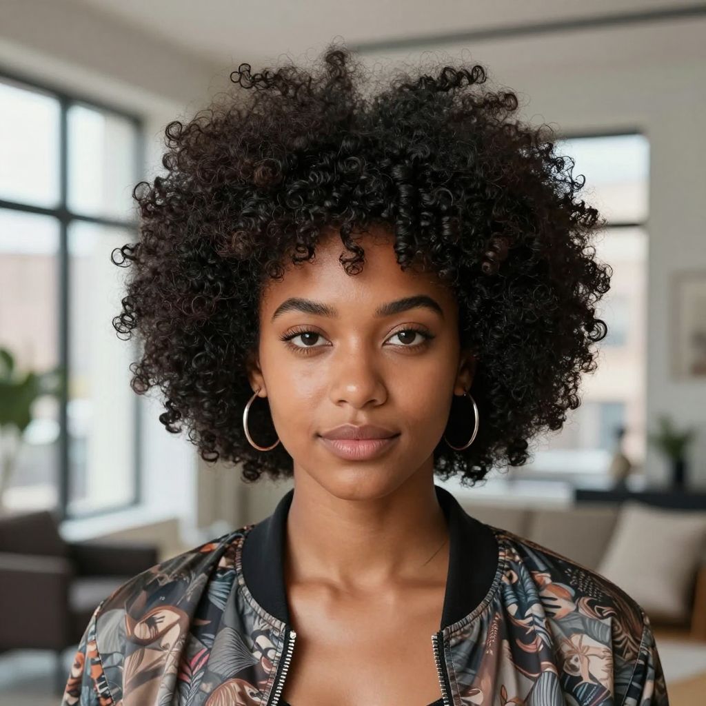 Rounded Afro Puff With Defined Edges